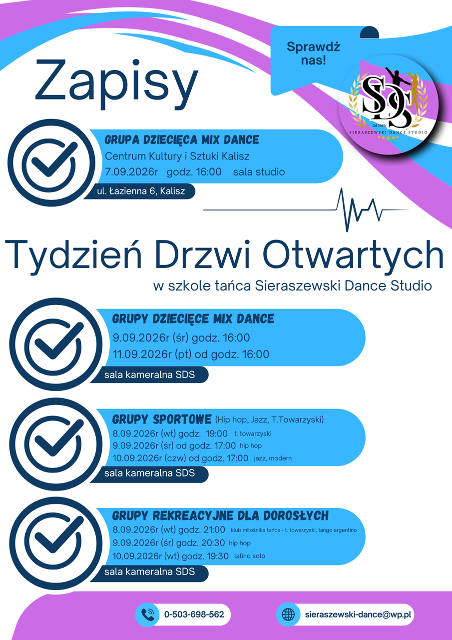 Tydzień Drzwi Otwartych w Sieraszewski Dance Studio! Startują zapisy na nowy sezon!